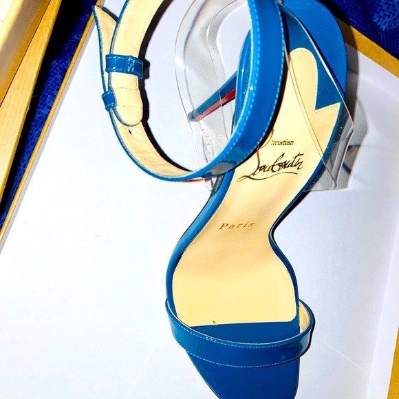 Amazing blue patent Jonathan 100 mm sandals - Picture 7 of 13